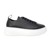 Casual Faux Leren Sneakers Armani Exchange , Black , Dames