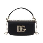 Leren Crossbody Tas Dolce & Gabbana , Black , Dames