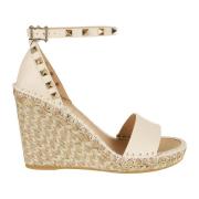 Rockstud Double T Sleehak Espadrilles Valentino Garavani , Beige , Dam...