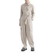 Viscose en wol flanellen jumpsuit Peserico , Beige , Dames