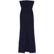 Navy Blue Strapless Dress Solace London , Blue , Dames