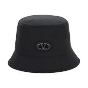 Nylon Bucket Hat Valentino Garavani , Black , Heren