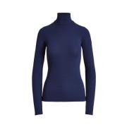 Blauwe Slim Fit Top met Lange Mouwen Polo Ralph Lauren , Blue , Dames