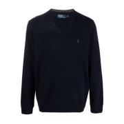 Blauwe Gebreide Trui met Borduursel Polo Ralph Lauren , Blue , Heren