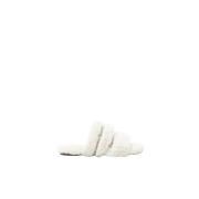 Eco-bont en suède platte sandaal Peserico , White , Dames