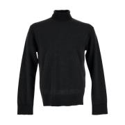 Wollen Turtleneck Gebreid Laneus , Black , Heren