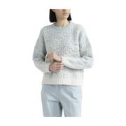 Wol, alpaca en lurex gemêleerde jacquard trui Peserico , Blue , Dames