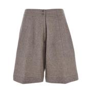 Melange Virgin Wool Shorts Gentryportofino , Beige , Dames