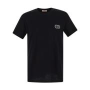 Katoenen Logo T-shirt Valentino , Black , Heren