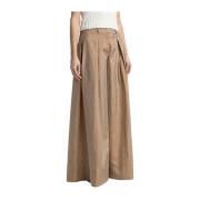 Lichte zijdeblend wijde pijpen broek Peserico , Brown , Dames