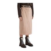 Katoenen midi-rok met riem Peserico , Brown , Dames