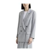 Dubbelrijige blazer in lichtgewicht wolmix flanel Peserico , Gray , Da...