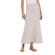 A-Lijn Gebreide Maxi Rok Norr , Beige , Dames