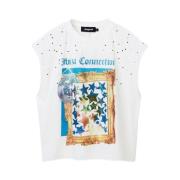 Witte Katoenen Crew Neck T-Shirt Vrouwen Desigual , White , Dames