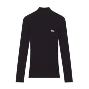 Wol en Katoen Fox Gebreid Maison Kitsuné , Black , Dames