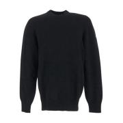 Wol Crewneck Gebreid Laneus , Black , Heren