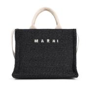 Zwarte Handtas met Witte Handvatten Marni , Black , Dames