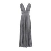 Zilveren Zon Geplooide Jurk Dolce & Gabbana , Gray , Dames