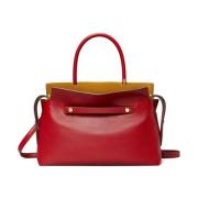 Rode Leren Schoudertas Tory Burch , Red , Dames