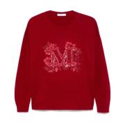 Rode Geribbelde Crew Neck Sweater Max Mara , Red , Dames