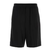 Zwarte Viscose Bermuda Shorts Ami Paris , Black , Heren