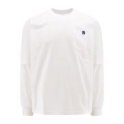 Wit Katoenen T-shirt met Monogramdetail Sacai , White , Heren