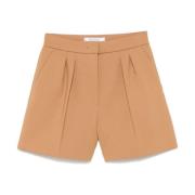 Kameelbruine Shorts met Plooien Max Mara , Brown , Dames