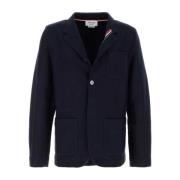 Stijlvol Navy Blue Cotton Blazer Thom Browne , Blue , Heren