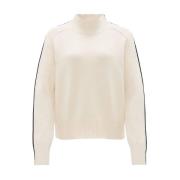 Stijlvolle Pullover met Piping Detail Opus , Beige , Dames