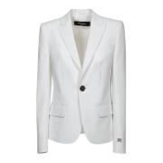 Witte Logo Blazer Jas Zilver Dsquared2 , White , Dames