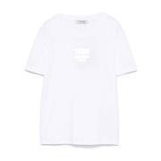 Witte T-shirts en Polos met Logo Print Max Mara , White , Dames