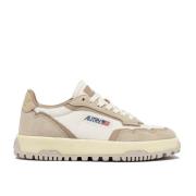 Witte en beige mesh sneakers Autry , Beige , Dames