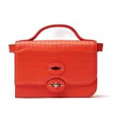 Rode Cayman Leren Handtas Zanellato , Red , Dames