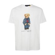 Witte Denim Beer T-Shirt Polo Ralph Lauren , White , Heren