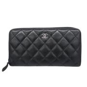 Pre-owned Leather wallets Chanel Vintage , Black , Dames