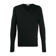 Zwarte V-hals Pullover Trui John Smedley , Black , Heren