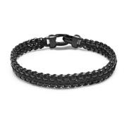 Men's Total Black Woven 8mm Box Chain Bracelet Nialaya , Black , Heren