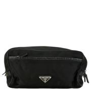 Pre-owned Leather clutches Prada Vintage , Black , Dames