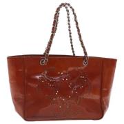 Pre-owned Leather totes Chanel Vintage , Orange , Dames