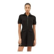 Piquet Half-Zip Polo Jurk Moncler , Black , Dames