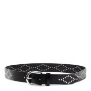 Studded Zwart Leren Riem Isabel Marant , Black , Dames