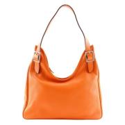 Pre-owned Leather shoulder-bags Hermès Vintage , Orange , Dames