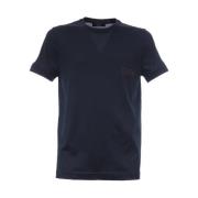 Katoenen T-Shirt met Korte Mouwen en Logo Kiton , Blue , Heren