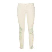 Skinny damesjeans met print en strass Fracomina , Beige , Dames