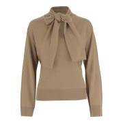 Wollen V-hals Trui met Sjaal By Herenne Birger , Beige , Dames