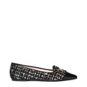 Leren en stoffen bouclé schoenen Pretty Ballerinas , Black , Dames