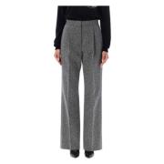 Zwarte Op Maat Gemaakte Wollen Broek Aw24 Msgm , Gray , Dames