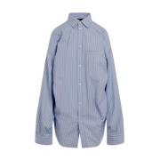 Gestreept Casual Shirt voor Mannen Balenciaga , Blue , Dames