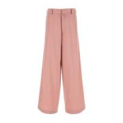 Roze Wijde Pijp Wollen Broek Dries Van Noten , Pink , Heren