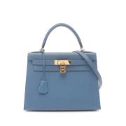 Pre-owned Leather handbags Hermès Vintage , Blue , Dames